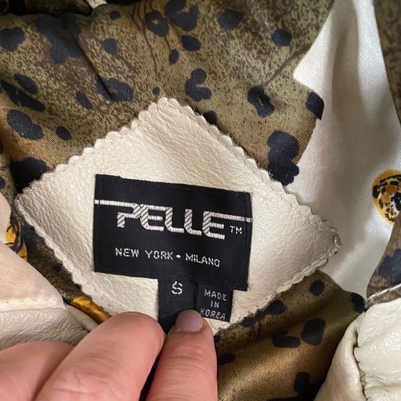 Pelle STUNNING Vintage LUXE Fur & Leather Parka Ivory Women’s size S Oversized - Picture 9 of 16